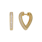 EHH57614. 14k Solid Gold Diamond Heart Hoop Earrings